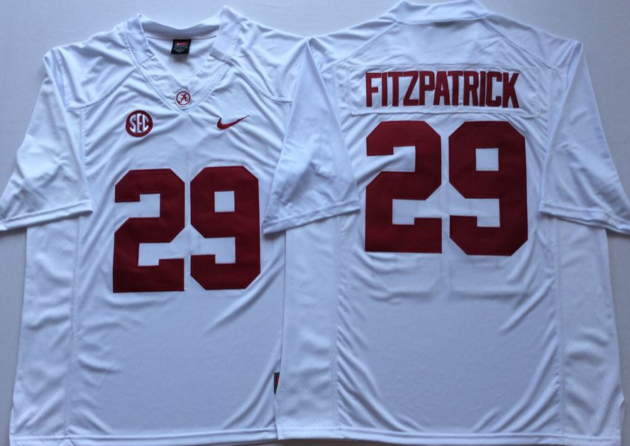 NCAA Men Alabama Crimson Tide White #29 FITZPATRICK